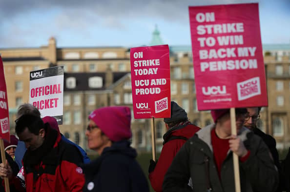 University staff go on strike today with more on the way as pay and pension dispute rages on (Photo by Martin Pope/Getty Images)