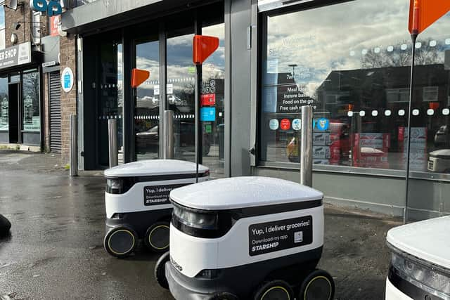 Delivery robots by Starship Technologies are now at work in Sale. Credit: Starship Technologies