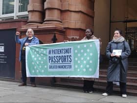 Greater Manchester Patients Not Passports urging the city-region’s mayor Andy Burnham to back their calls for free NHS treatment for all