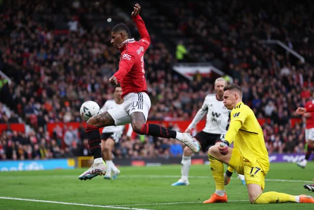 Marcus Rashford in action against Fulham on Sunday