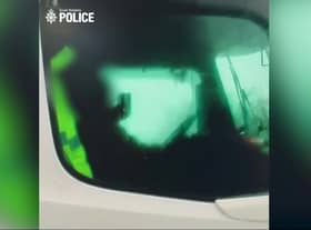 Video grab as secret police video footage captures “selfish” drivers using their phones as they speed along major motorways.  