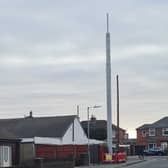 One of the poles erected by IX Wireless in Farnworth (Pic Coun Paul Sanders)