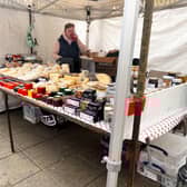 A cheese stall at Ashton farmers market. 