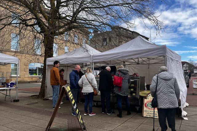 Customers at Ashton farmers market.