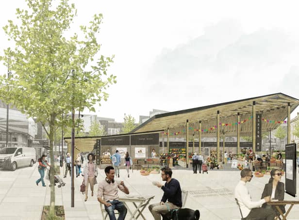 The plans for Ashton market square including a new canopy structure. Photo: Tameside council.