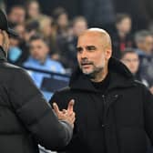 Pep Guardiola and Jurgen Klopp meet again on Saturday when Manchester City host Liverpool. Credit: Getty.