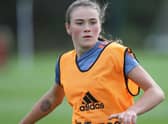 Grace Clinton is training for Manchester United.  (Photo by John Peters/Manchester United via Getty Images)