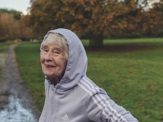 Barbara Thackray, 85, appearing in the adidas advert. Photo: adidas