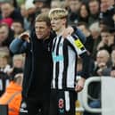 Anthony Gordon is a fitness doubt for Newcastle United vs Manchester United this weekend. Credit: Getty.