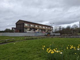 Eastford Square in Collyhurst, Manchester. March 30, 2023. Credit: LDRS.