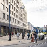 View of what the Rylands building will look like from Market St. Photo: AM Alpha
