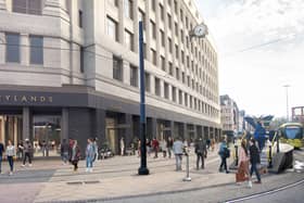 View of what the Rylands building will look like from Market St. Photo: AM Alpha