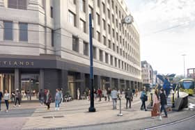 View of what the Rylands building will look like from Market St. Photo: AM Alpha