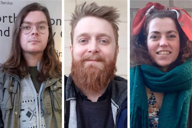 Just Stop Oil activists Louis McKechnie, Josh Smith and Emily Brocklebank