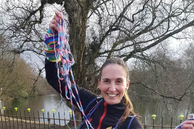 Louise Warwick will be doing crochet as well as running the marathon in an unusual world record attempt
