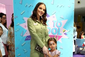 Helen Flanaghan and daughter Matilda Sinclair attend Claire's Back To School Bash, which includes lots of fun activities for the family to enjoy including a LOL Makeover & selfies at the giant Popsockets PopMirror!, at Westfield White City on August 17, 2019 in London, England. (Photo by Tim P. Whitby/Getty Images for Claire's)