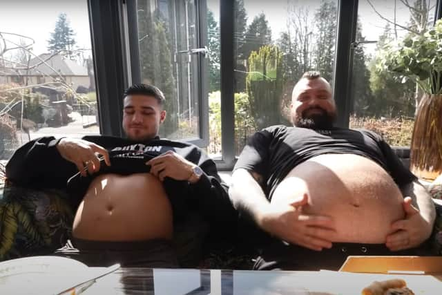 A clip from Eddie Hall’s YouTube video: Day in the life with Tommy Fury. (Credit YouTube)