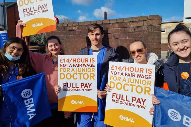 Junior doctors on the picket line outside Wigan Infirmary. Photo: Andrew Nowell/NationalWorld