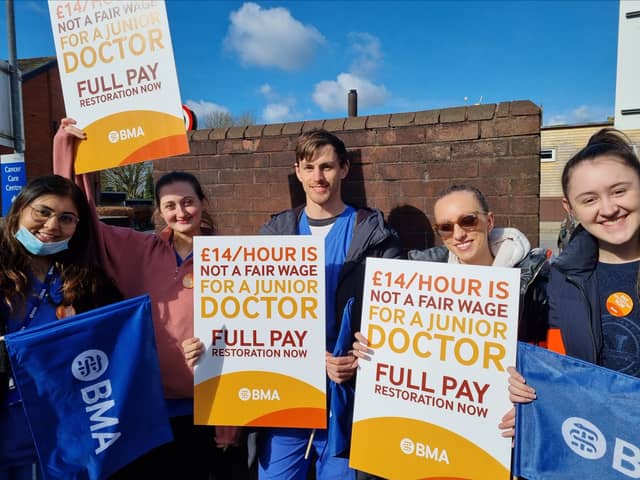 Junior doctors on the picket line outside Wigan Infirmary. Photo: Andrew Nowell/NationalWorld