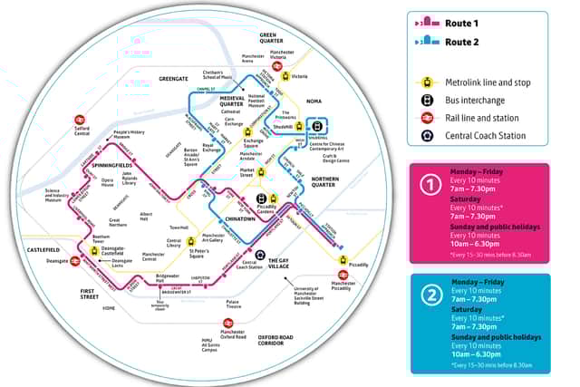 Manchester free bus route map