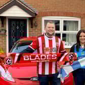 Caroline Oatway, 32, is a Manchester City fan but hubby Shaun Littler supports Sheffield Utd Credit: Courtesy of Caroline Oatway / SWNS