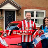 Caroline Oatway, 32, is a Manchester City fan but hubby Shaun Littler supports Sheffield Utd Credit: Courtesy of Caroline Oatway / SWNS