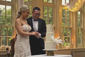 Georgie and John Gillbanks getting married at their wedding which will be shown on reality TV show Wedding Valley. Photo: UKTV
