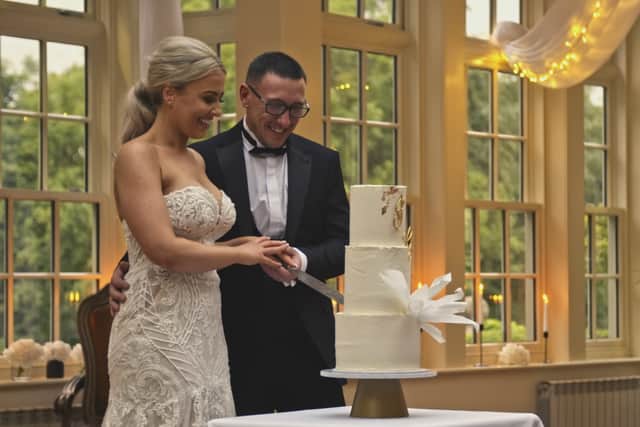 Georgie and John Gillbanks getting married at their wedding which will be shown on reality TV show Wedding Valley. Photo: UKTV