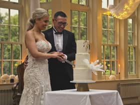 Georgie and John Gillbanks getting married at their wedding which will be shown on reality TV show Wedding Valley. Photo: UKTV