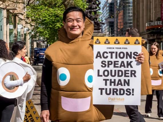 Dr Chun Tang from Pall Mall Medical taking part in the bowel cancer awareness raising event. Photo: Chris Payne