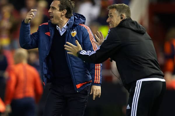 Gary and Phil Neville are two of Bury’s most famous faces. (Photo by Fotopress/Getty Images)