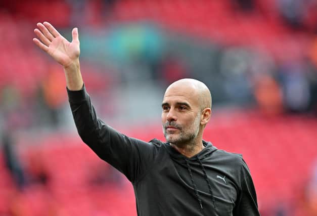 Pep Guardiola was asked about Manchester City chances of winning the treble after the FA Cup semi-final victory over Sheffield United.