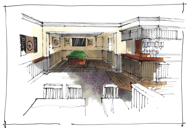 An artist’s impression of the new-look interiors of the Strawberry Gardens in Droylsden. Credit: Proper Pubs