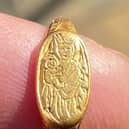 The 15th Century gold ring Matthew Hepworth found buried in a farmer’s field. 