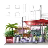 An artist impression of the new Malibu pop-up bar in Manchester