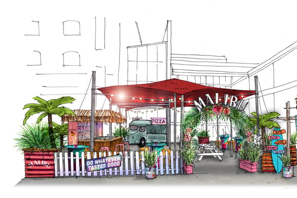 An artist impression of the new Malibu pop-up bar in Manchester