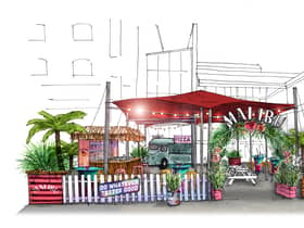 An artist impression of the new Malibu pop-up bar in Manchester