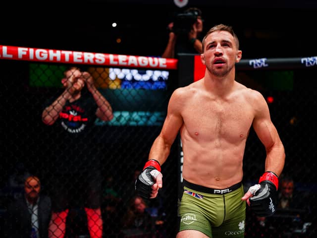 Brendan Loughnane in the PFL cage for his fight against Marlon Moraes. Photo: PFL