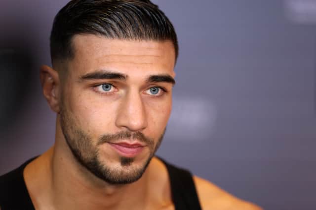  Tommy Fury looks on during the Jake Paul v Tommy Fury Press Conference on February 23, 2023 in Riyadh, Saudi Arabia. (Photo by Francois Nel/Getty Images)