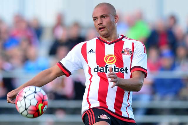 Wes Brown of Sunderland in action during a pre season friendly between Darlington and Sunderland at Heritage Park on July 9, 2015 in Bishop Auckland, England.  (Photo by Mark Runnacles/Getty Images)
