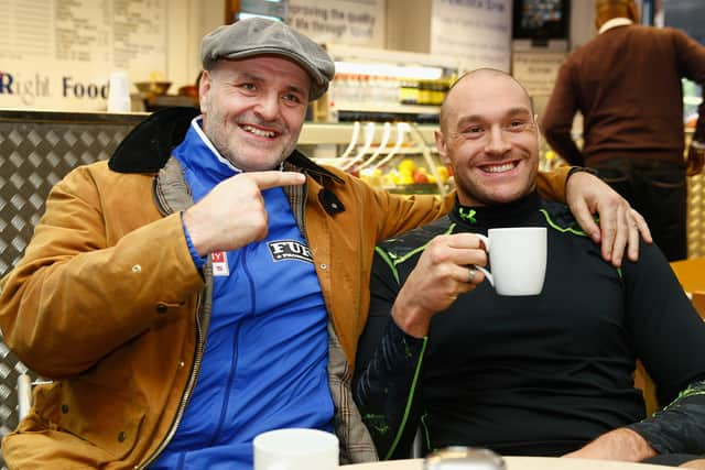 Tyson Fury with father John Fury.  (Photo by Julian Finney/Getty Images)