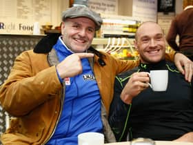 Tyson Fury with father John Fury.  (Photo by Julian Finney/Getty Images)