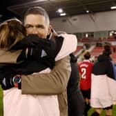 Marc Skinner and his side are revelling in the WSL title race. (Photo by Charlotte Tattersall - MUFC/Manchester United via Getty Images)
