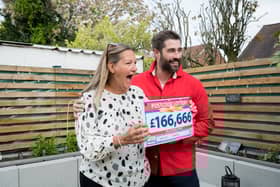  Lesley McNally with People's Postcode Lottery ambassador Matt Johnson