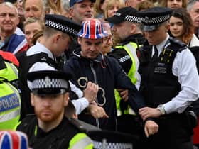 Protesters from Just Stop Oil were arrested ahead of the Coronation of King Charles III. (Photo by Justin Tallis - WPA Pool/Getty Images)