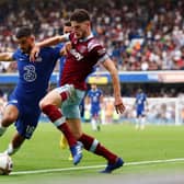 West Ham midfielder Declan Rice in action.  