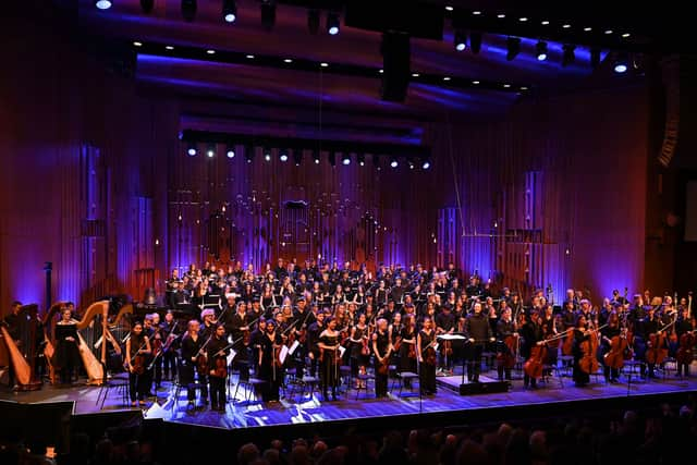 The National Youth Orchestra on stage at The Barbican in London. Photo: Mark Allan