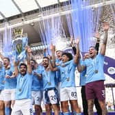 Manchester City collected the Premier League trophy on Sunday after the win over Chelsea.