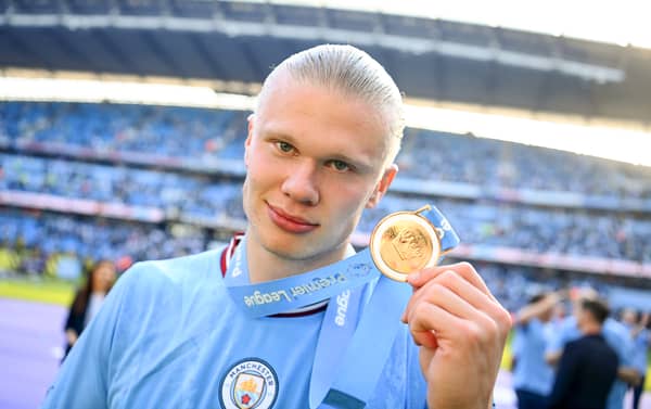 Erling Haaland with his Premier League winners medal (Photo: Getty) 