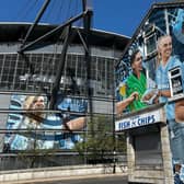 The new Manchester City mural on the side of Maine Road Chippy.